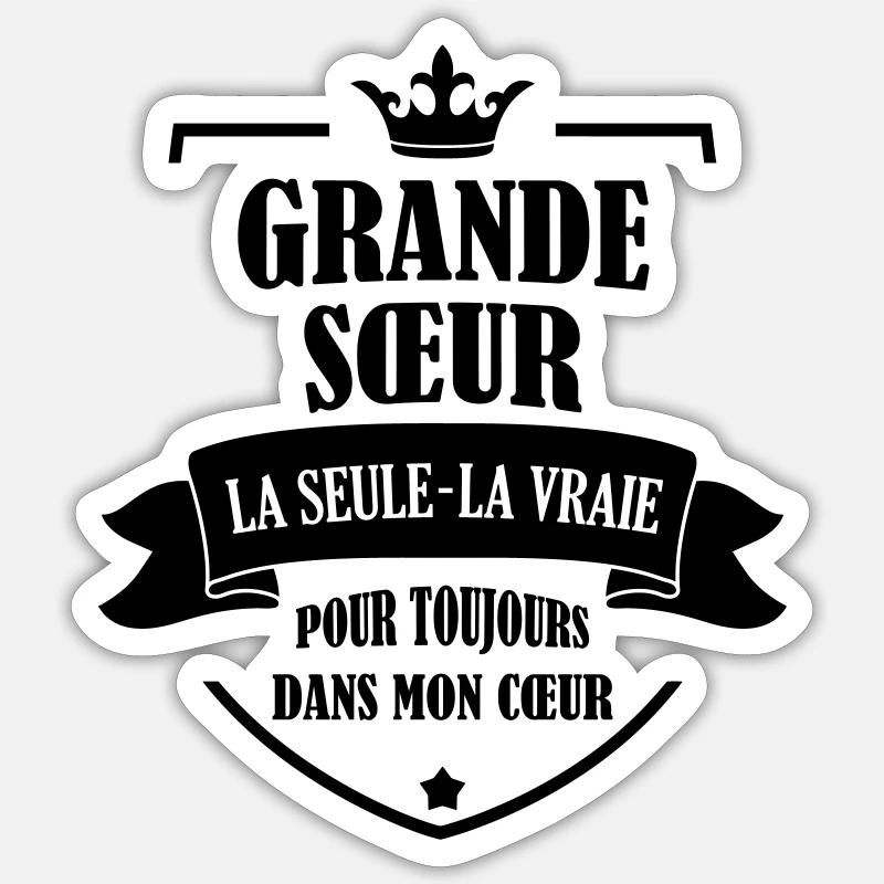 Soeur Soeurette Frère Naissance Bébé Sœur - Sticker taille S (10 x 10 cm) - blanc mat