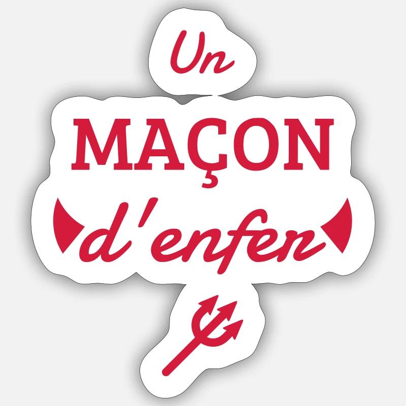Maçon / Maçonnerie / Construction / Chantier - Sticker taille S (10 x 10 cm) - blanc mat