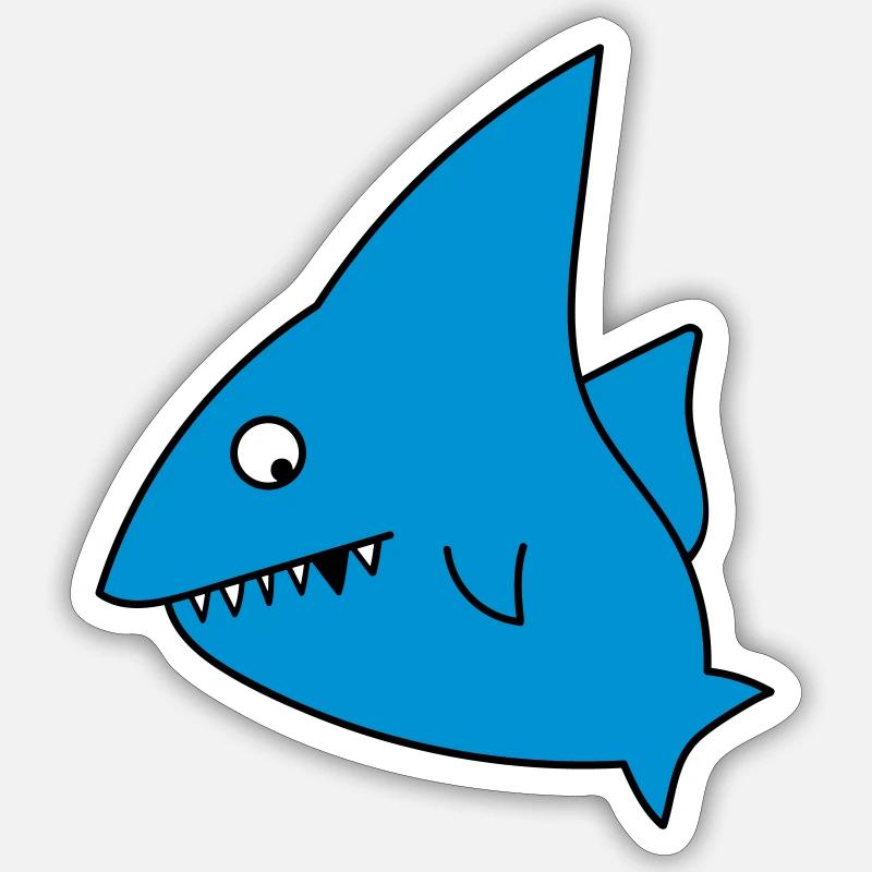 Requin drôle - Sticker taille S (10 x 10 cm) - blanc mat