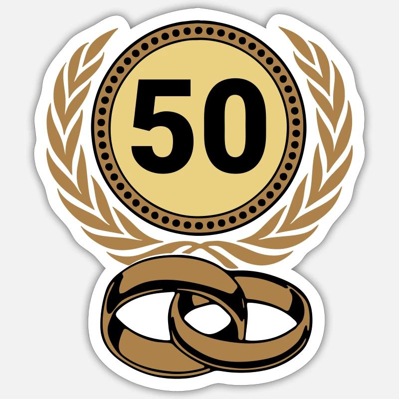 Nozze d'Oro, 50 anni (25) - Sticker formato S (10 x 10 cm) - bianco opaco