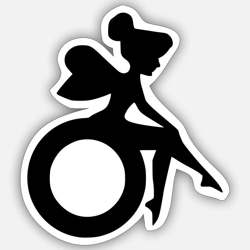 Bild einer Fee im Rollstuhl # Sticker Größe S (10 x 10 cm)