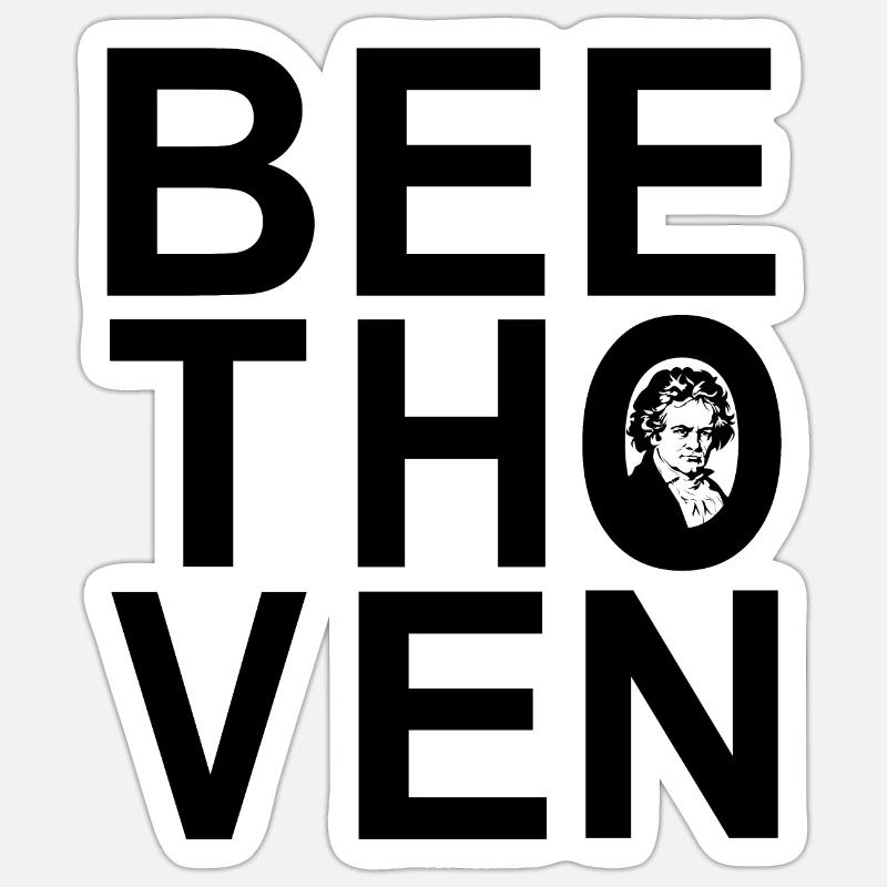 Beethoven - Sticker taille S (10 x 10 cm) - blanc mat
