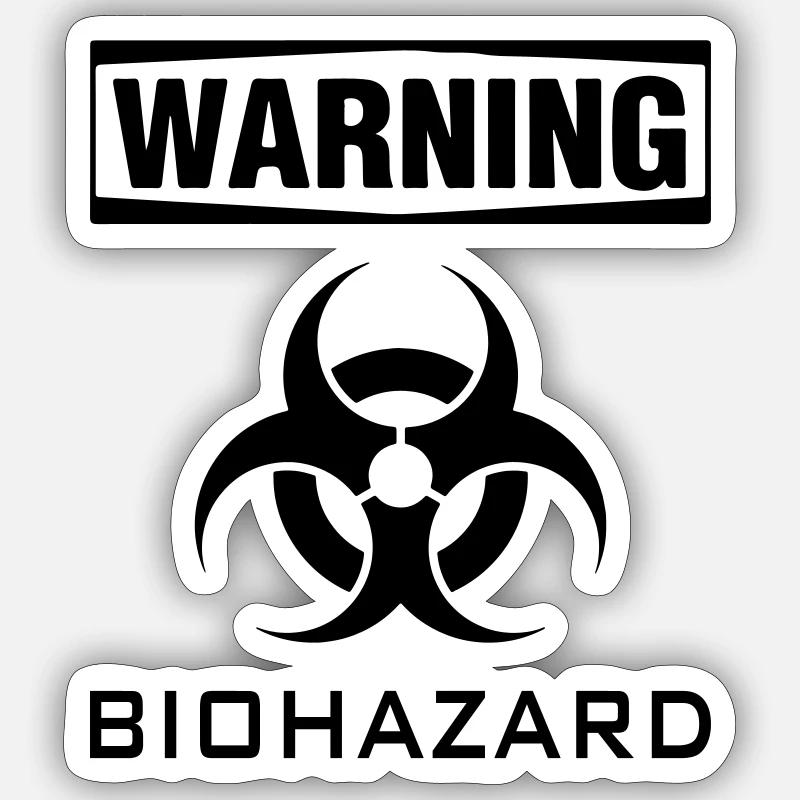 avertissement de risque biologique - Sticker taille S (10 x 10 cm) - blanc mat
