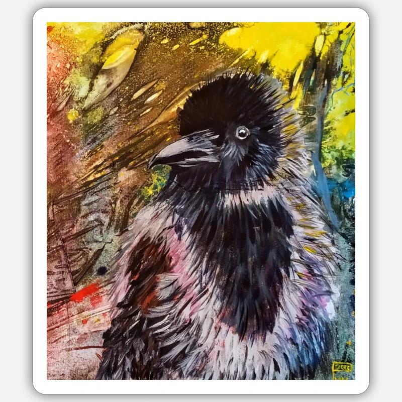 corbeau - Sticker taille S (10 x 10 cm) - blanc mat