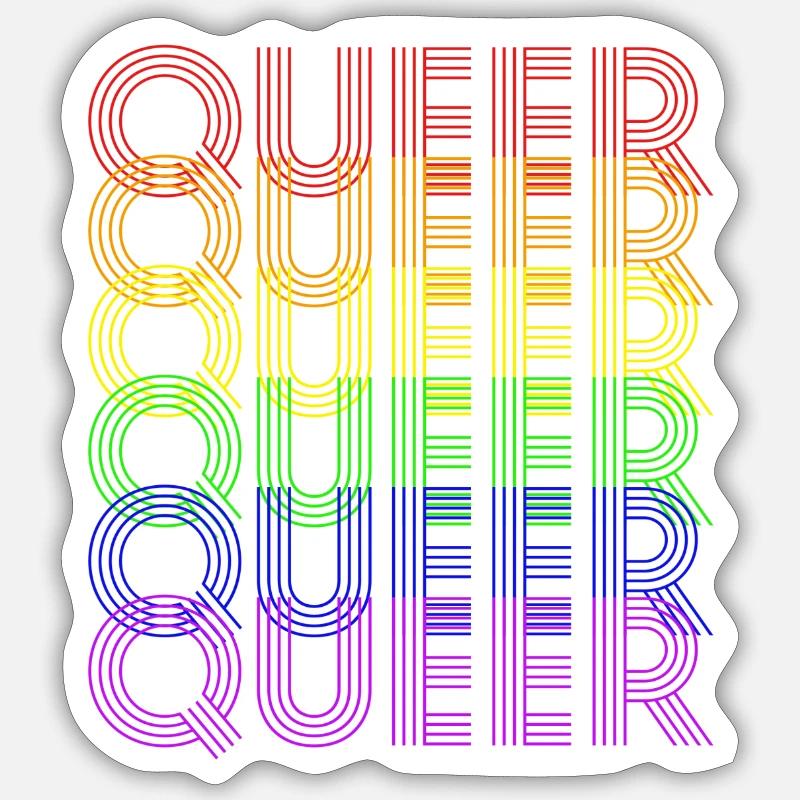 arc-en-ciel queer - Sticker taille S (10 x 10 cm) - blanc mat