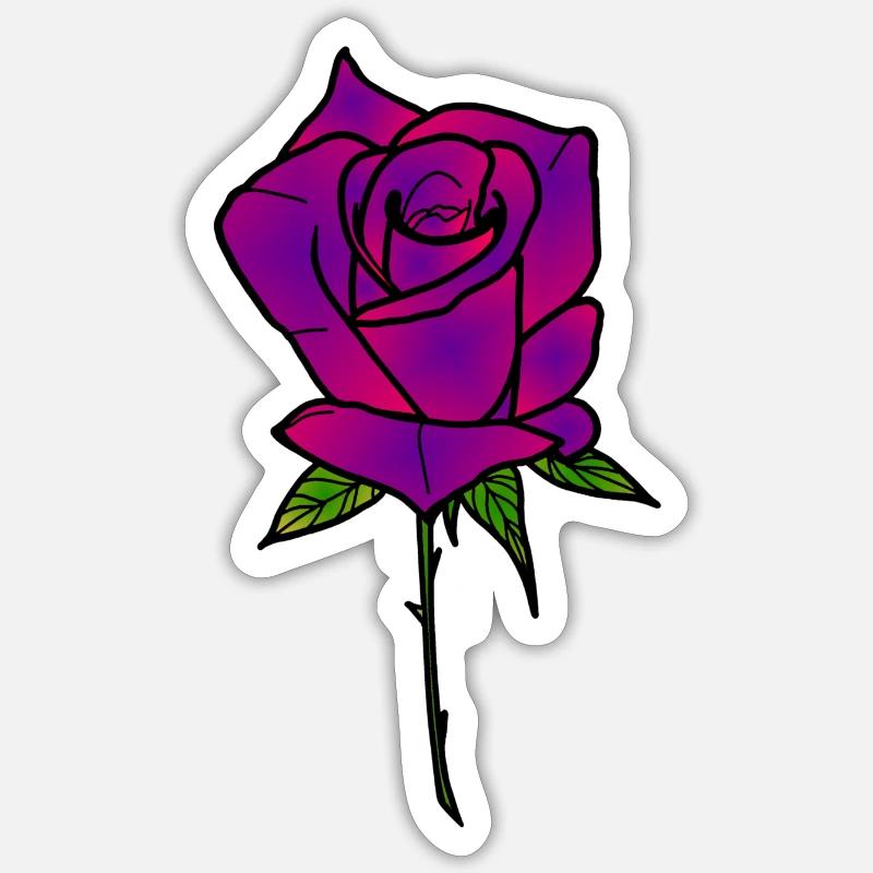 Rose - Rose pourpre - Sticker taille S (10 x 10 cm) - blanc mat