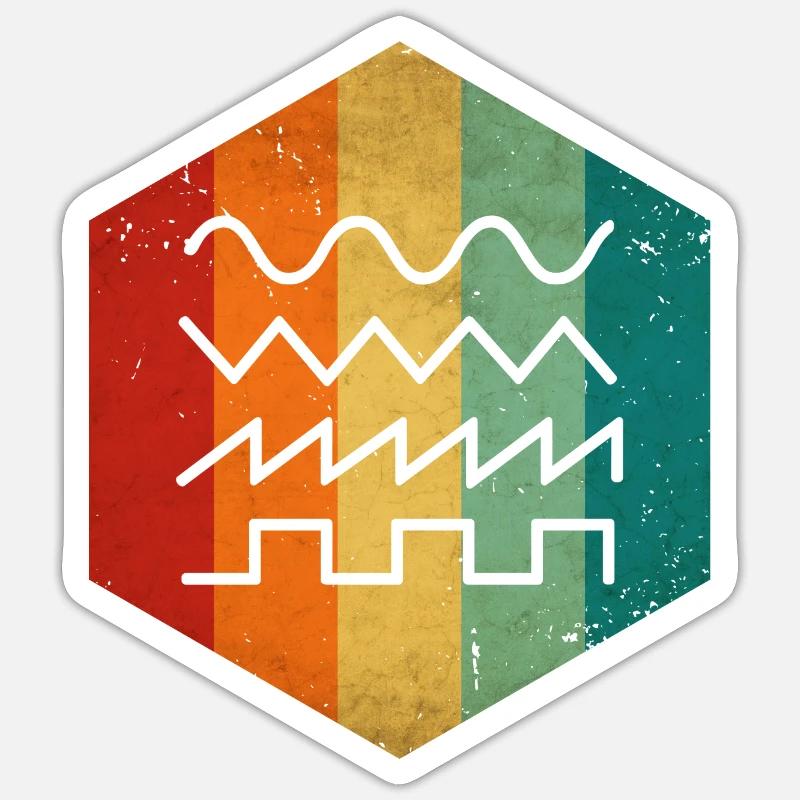 Vintage Synthesizer Analog Synth Waveform Musik Sticker Größe S (10 x 10 cm)