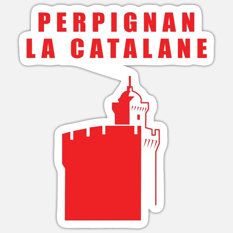 Perpignan la catalane - Sticker taille S (10 x 10 cm) - blanc mat