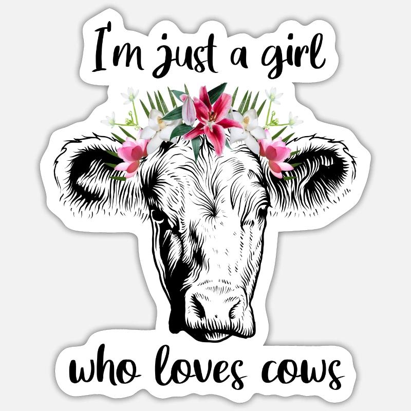 Fille de vache - Sticker taille S (10 x 10 cm) - blanc mat