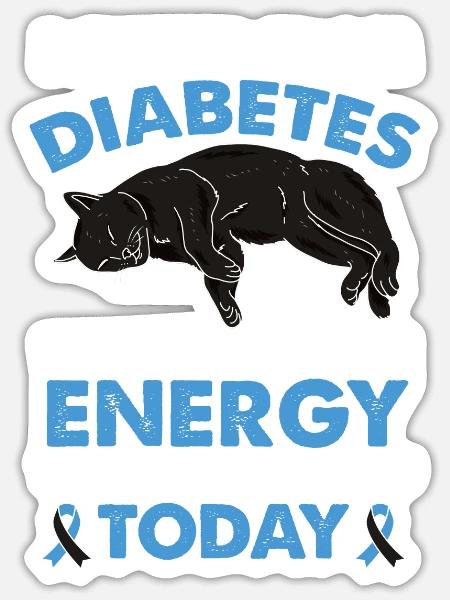 Lustiger Spruch für Diabetiker die Katzen lieben - Sticker Größe S (10 x 10 cm) - Mattweiß