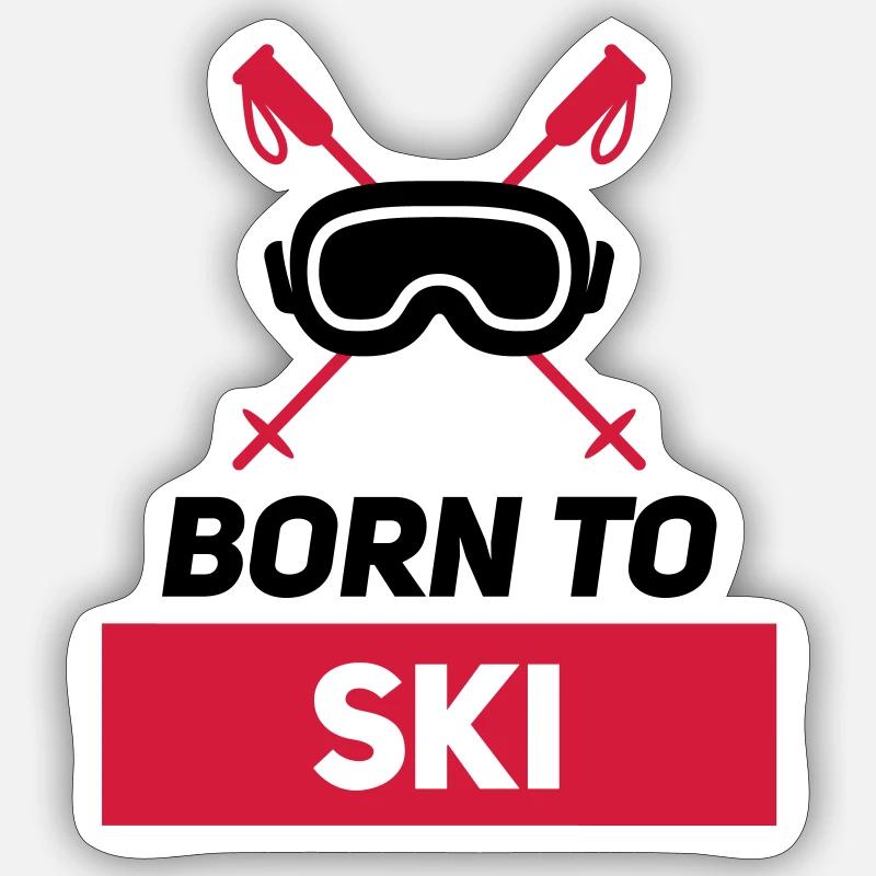 BORN TO SKI - Sticker size S (10 x 10 cm) - white matte