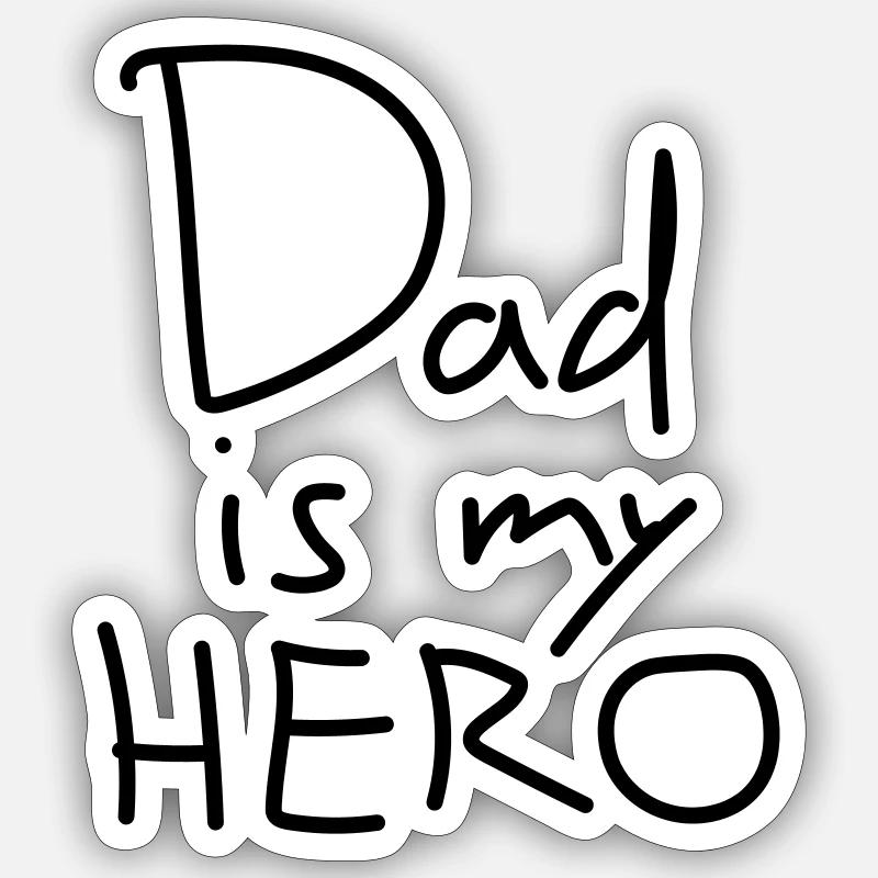 Papa est mon héros - Papa est mon héros - Sticker taille S (10 x 10 cm) - blanc mat