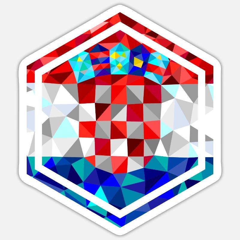 Croatia Flag Hexagon Low Poly Diamond Style Sticker size S (10 x 10 cm)