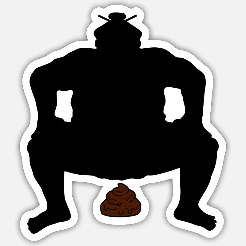 Sumo Ringer Häufchen - Sticker Größe S (10 x 10 cm) - Mattweiß