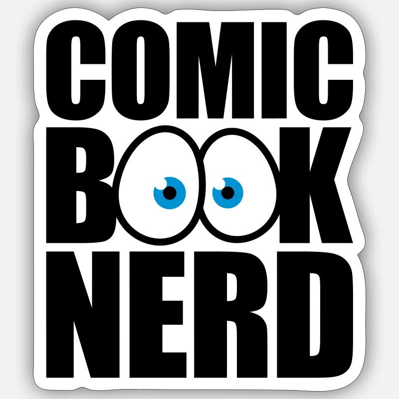 Nerd de bande dessinée - Sticker taille S (10 x 10 cm) - blanc mat