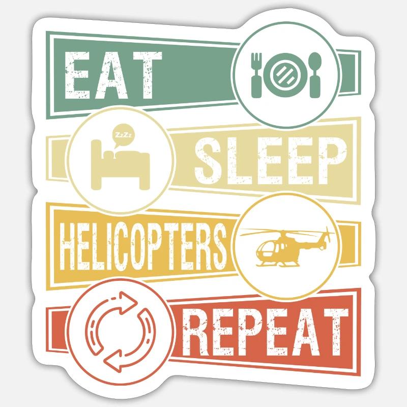 Hélicoptères - Sticker taille S (10 x 10 cm) - blanc mat