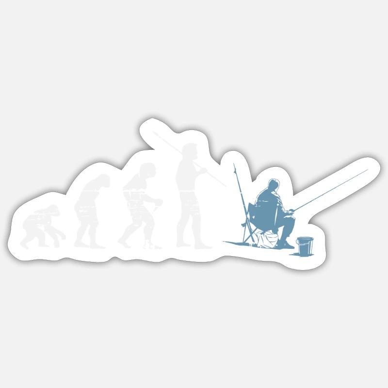 Cadeau d'évolution de pêcheur à la ligne Sticker taille S (10 x 10 cm)