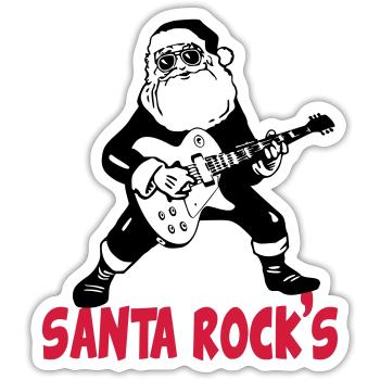 Santa rocks Gitarre Christmas Music Weihnachten - Sticker Größe S (10 x 10 cm) - Mattweiß - Vorne