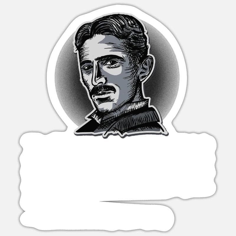 003 Citation Nikola Tesla scientists think deeply - Sticker taille S (10 x 10 cm) - blanc mat