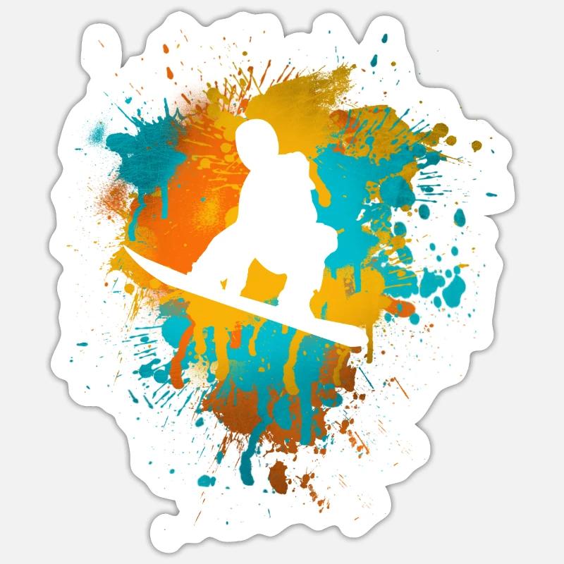 Snowboard - Sticker formato S (10 x 10 cm) - bianco opaco