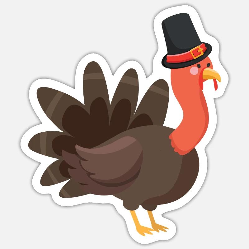 Dinde de Thanksgiving - Sticker taille S (10 x 10 cm) - blanc mat