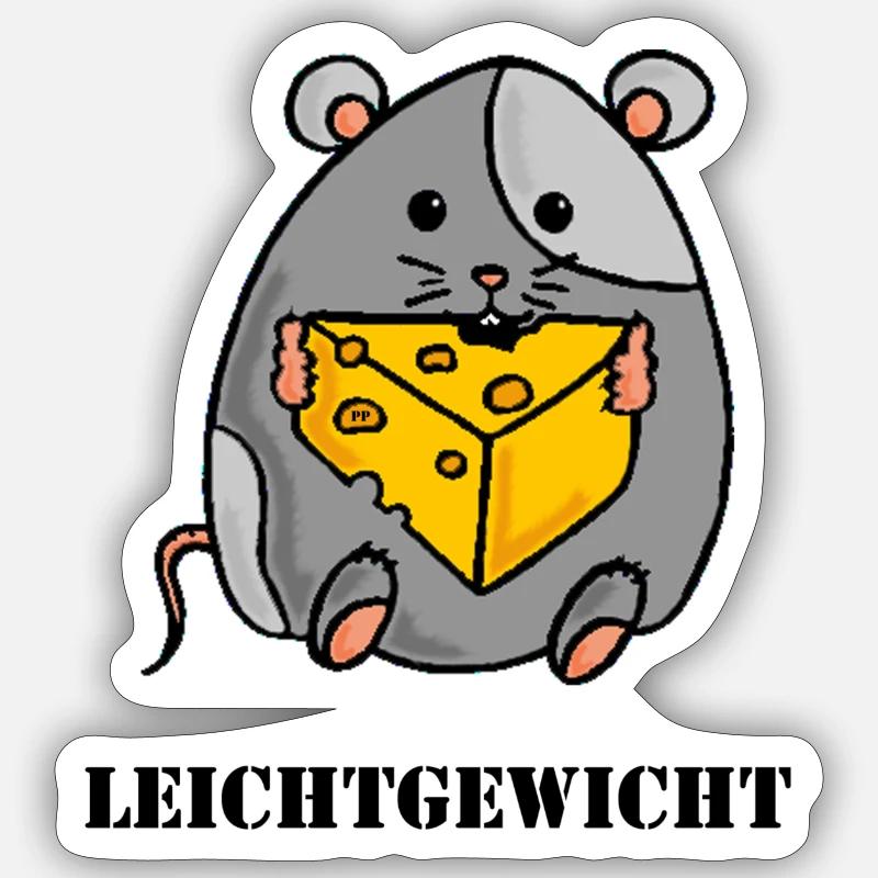 Thick mouse with cheese Sticker size S (10 x 10 cm)