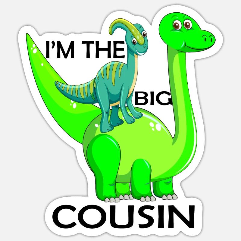 Big Cousin Gift Dinosaur - Sticker taille S (10 x 10 cm) - blanc mat