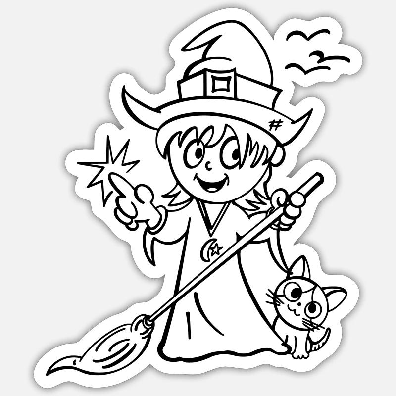 Hexe - Sticker Größe S (10 x 10 cm) - Mattweiß