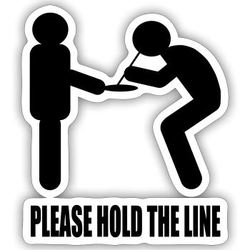Please hold the line - Sticker size S (10 x 10 cm) - white matte - Front