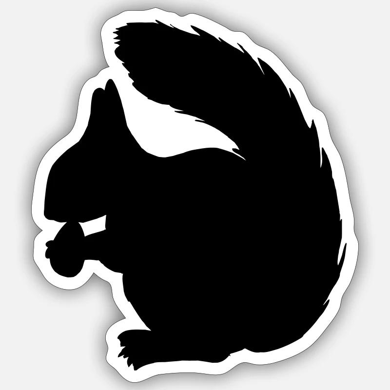 Eichhörnchen mit Nussschattenfigur - Sticker Größe S (10 x 10 cm) - Mattweiß
