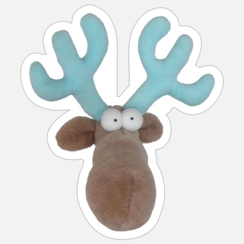 lustiger Elch, Elchskopf, Elchkopf, Geweih türkis - Sticker Größe S (10 x 10 cm) - Mattweiß