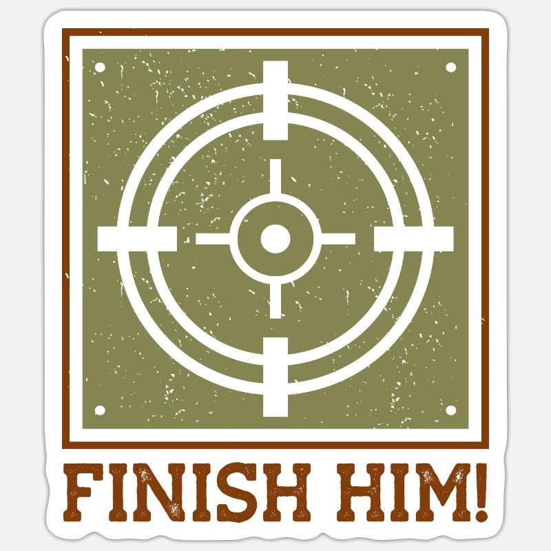 Gamer target Finish him - Sticker taille S (10 x 10 cm) - blanc mat