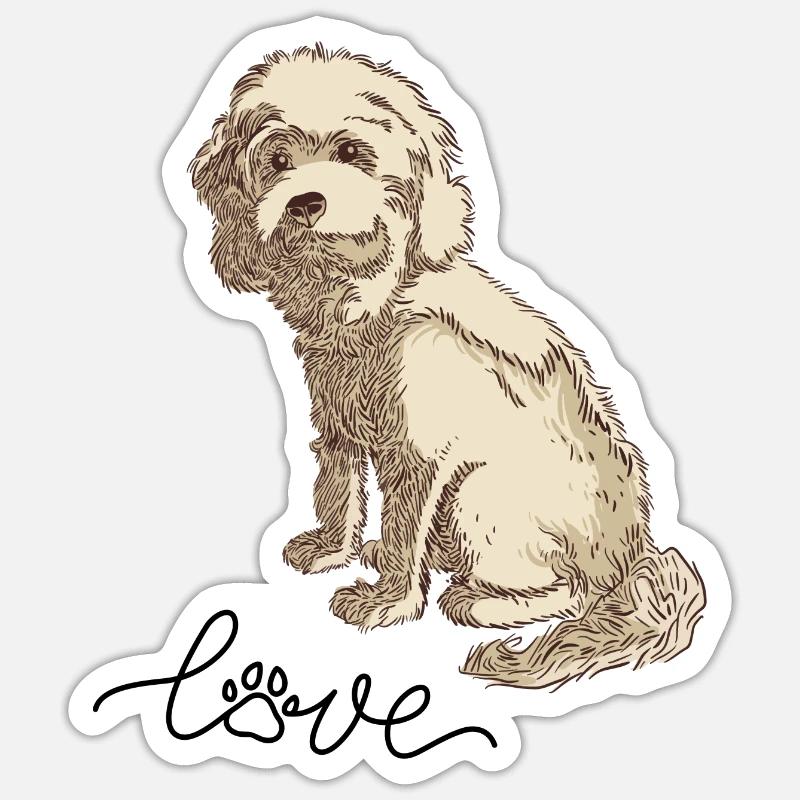 Cockapoo Cocker Spaniel Caniche Caniche miniature amour de chien Sticker taille S (10 x 10 cm)