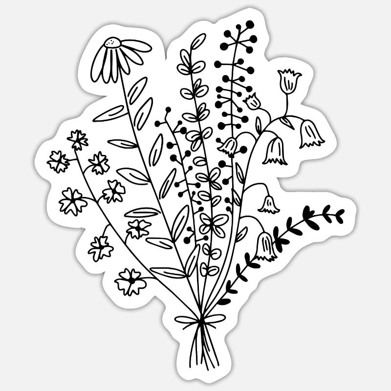 Blumenstrauß Geschenkidee - Sticker Größe S (10 x 10 cm) - Mattweiß