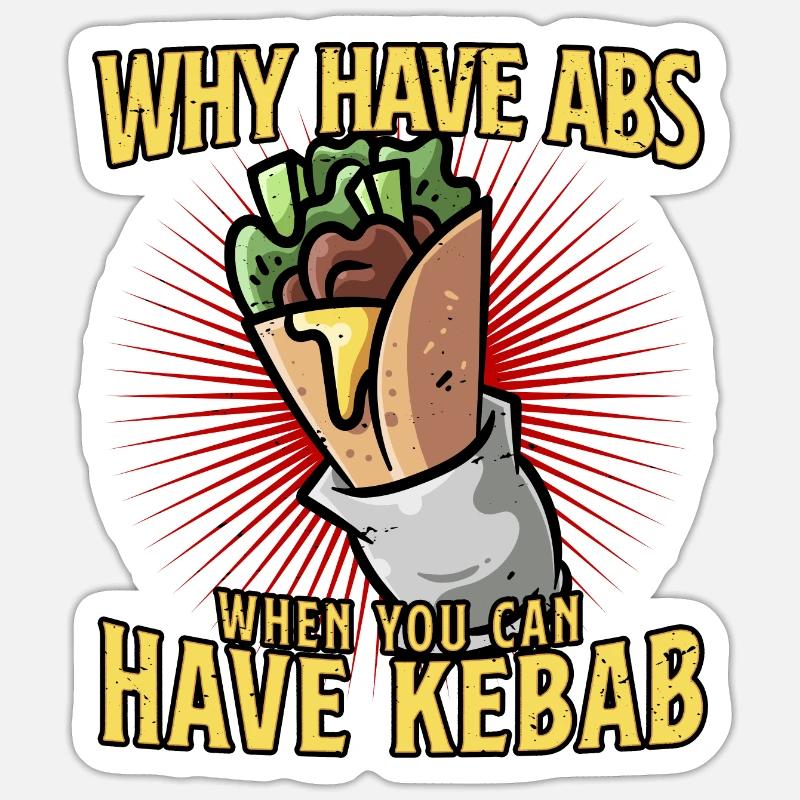 Kebab - Sticker Größe S (10 x 10 cm) - Mattweiß