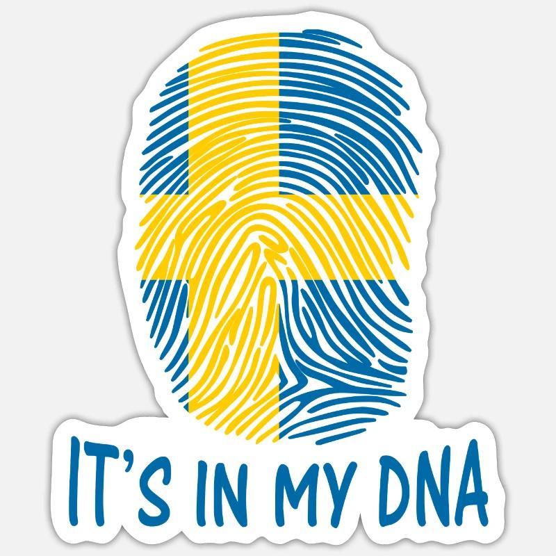 autocollant drapeau de la Suède c'est dans mon idée cadeau ADN - Sticker taille S (10 x 10 cm) - blanc mat