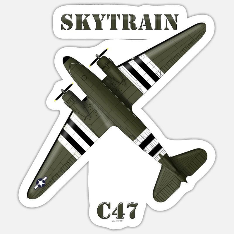 DOUGLAS C-47 - 2102 - Sticker size S (10 x 10 cm) - white matte