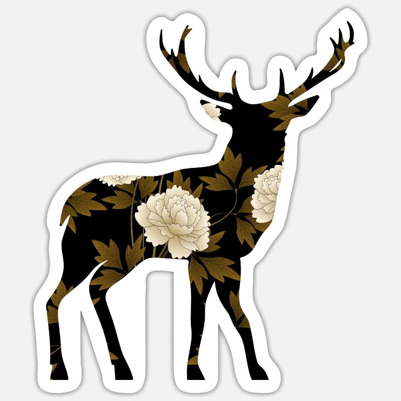 cerf - Sticker taille S (10 x 10 cm) - blanc mat