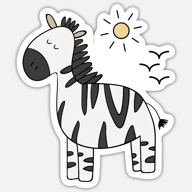 zèbre - Sticker taille S (10 x 10 cm) - blanc mat