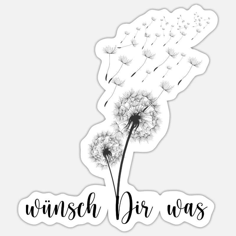 Wünsch Dir was Pusteblume Valentine Geschenkidee Sticker Größe S (10 x 10 cm)