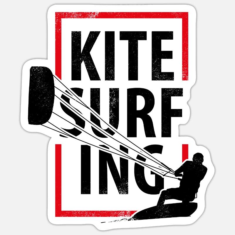Kite surf - Sticker taille S (10 x 10 cm) - blanc mat