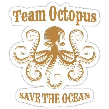 Équipe Octopus - Save the Ocean, Steampunk Vintage - Sticker taille S (10 x 10 cm) - blanc mat - Devant
