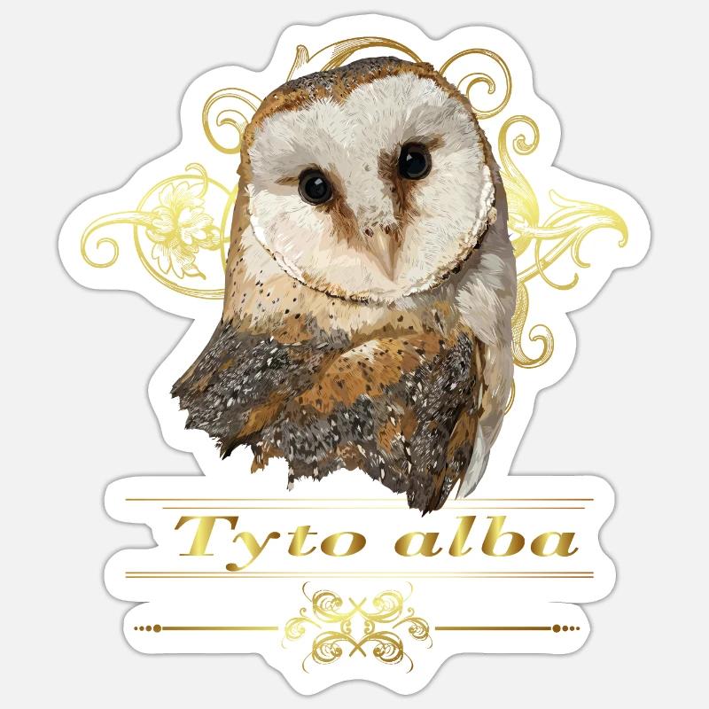 Bell owl - Sticker size S (10 x 10 cm) - white matte