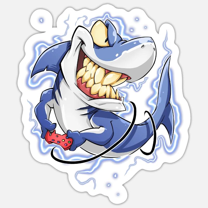 Requin - Sticker taille S (10 x 10 cm) - blanc mat
