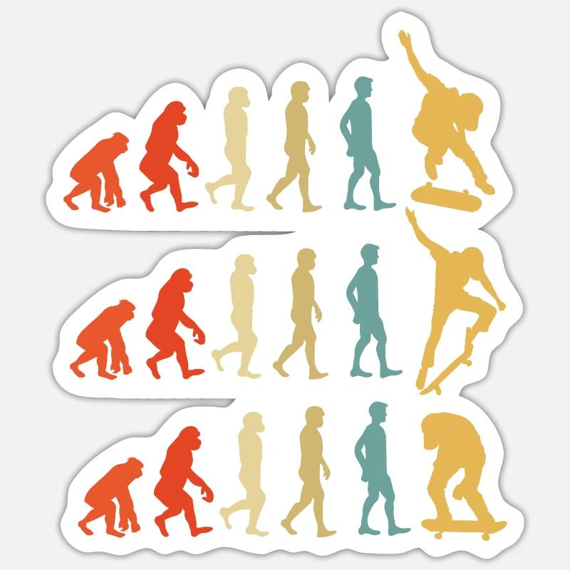 Skateboard Evolution Gift - Sticker size S (10 x 10 cm) - white matte