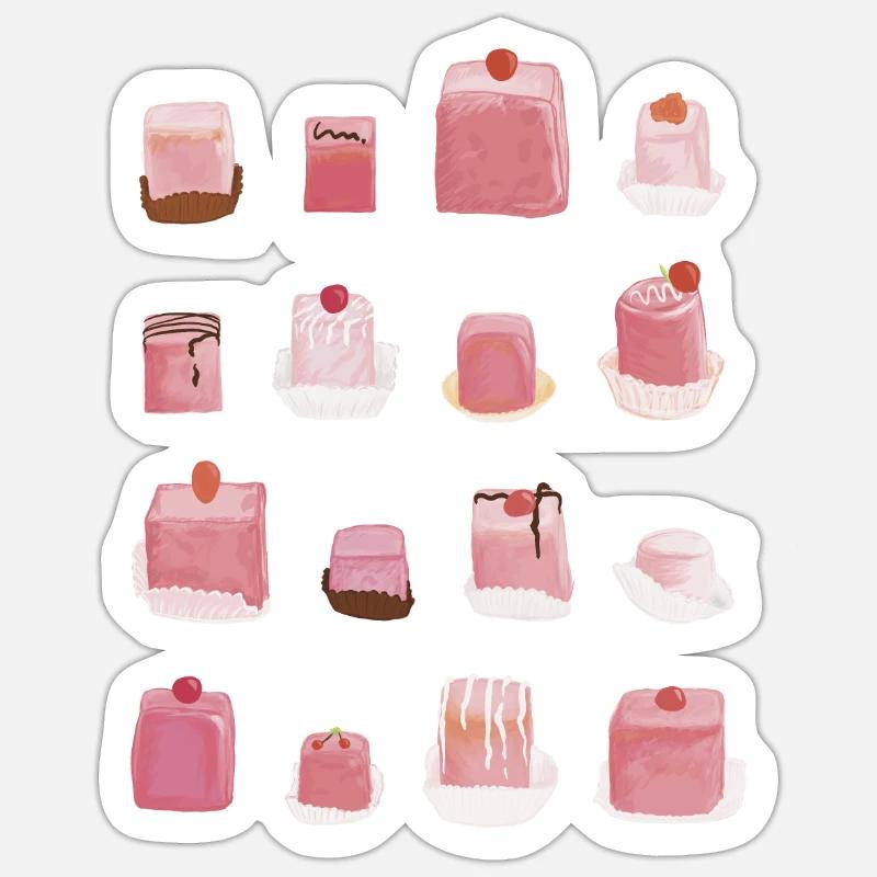 Zuckersüße rosa Punschkrapferl Sticker Größe S (10 x 10 cm)