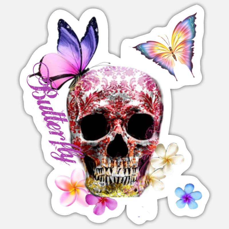 Butterfly - Sticker taille S (10 x 10 cm) - blanc mat
