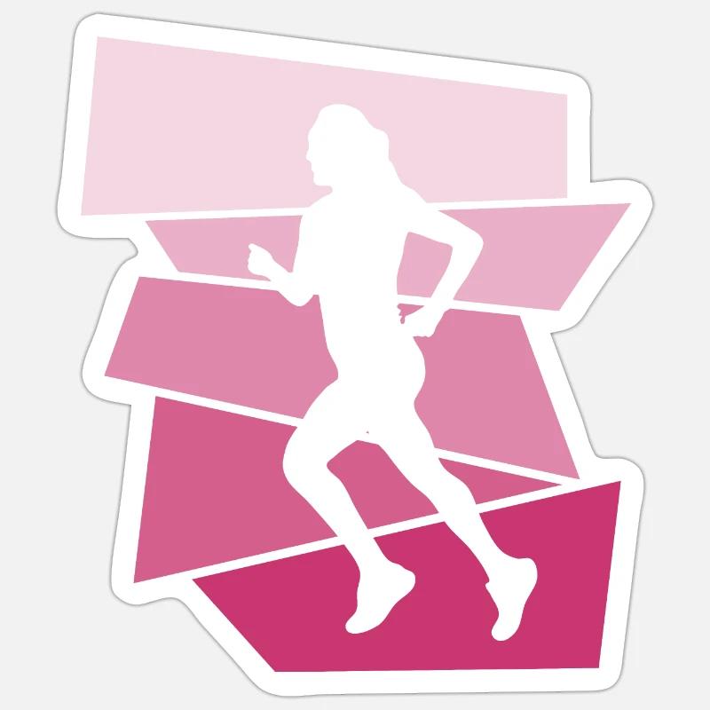 Coureuse abstraite rose - Sticker taille S (10 x 10 cm) - blanc mat