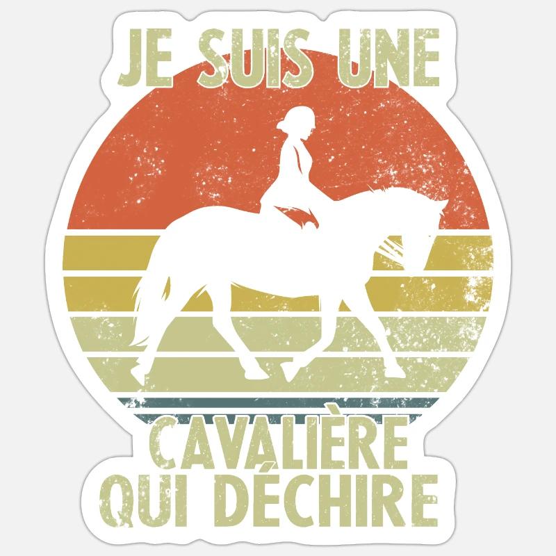 Je suis Une cavalière Qui déchire - Sticker taille S (10 x 10 cm) - blanc mat