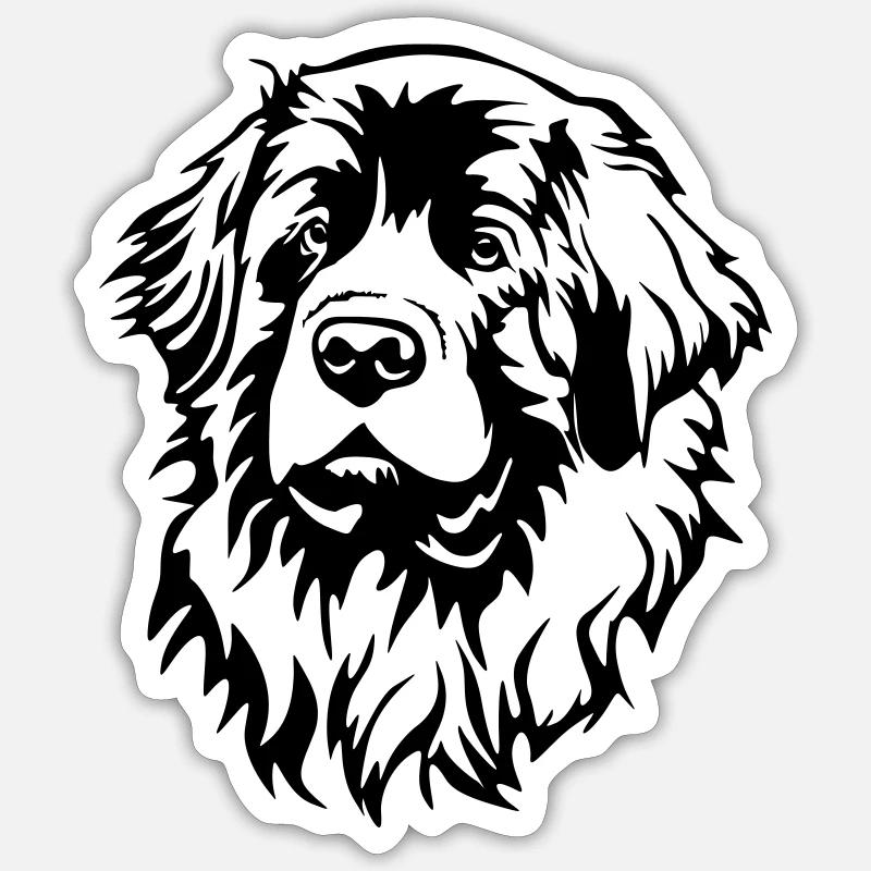 Leonberger Kopf - Sticker Größe S (10 x 10 cm) - Mattweiß